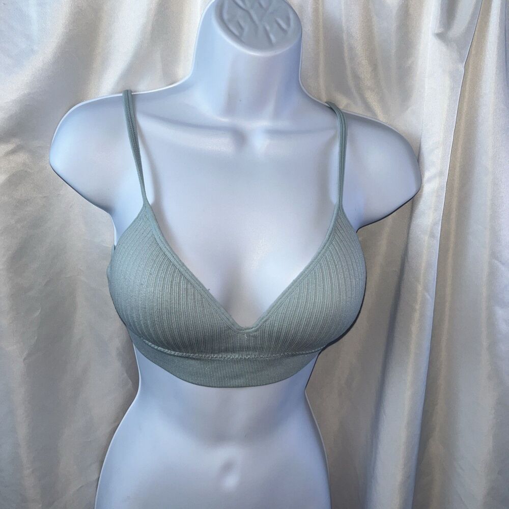 Lucky Brand Women’s Mint Ribbed Wirefree Bralette Size 34b Seamless Lingerie